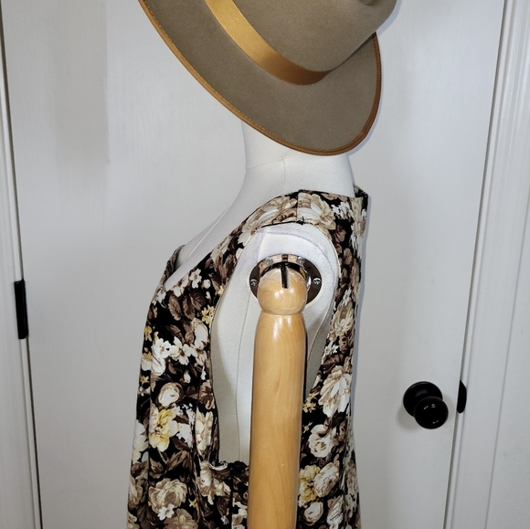 Abercrombie & Fitch Black Floral Cotton Linen Mini Dress Size XXLP Sundress - Picture 11 of 11